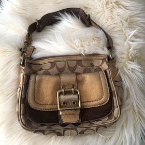Coach brown and gold handbag